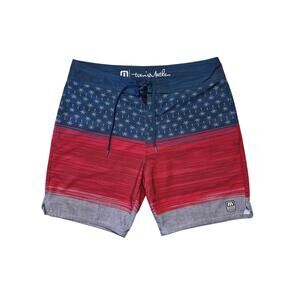 Travis Mathew Board Shorts Men’s Size 34 Murican Fun Surf Beach Swim Trunks